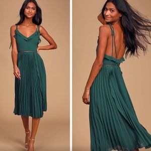 Lulus never a dull moment emerald green midi dress